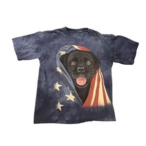 The Mountain Kids Tie Dye Black Labrador American Flag T Shirt XL